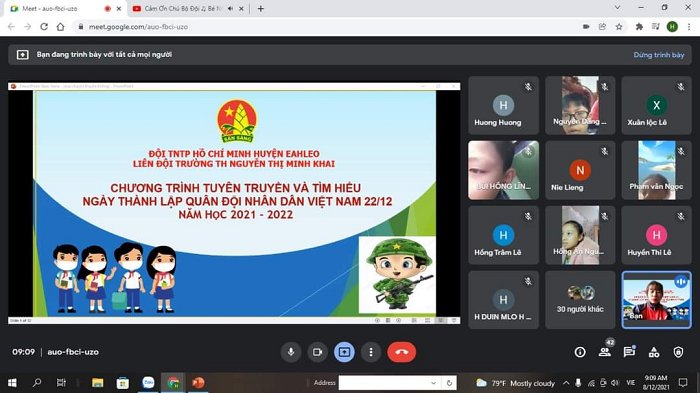 Liên đội trường Tiểu học Nguyễn Thị Minh Khai tổ chức tuyên truyền bằng hình thức trực tuyến